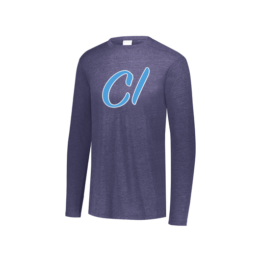 [FTLCUBNV-YS-LOGO3] Decker Youth Tri-Blend T-Shirt - Long Sleeve (Youth S, Navy, Logo 3)